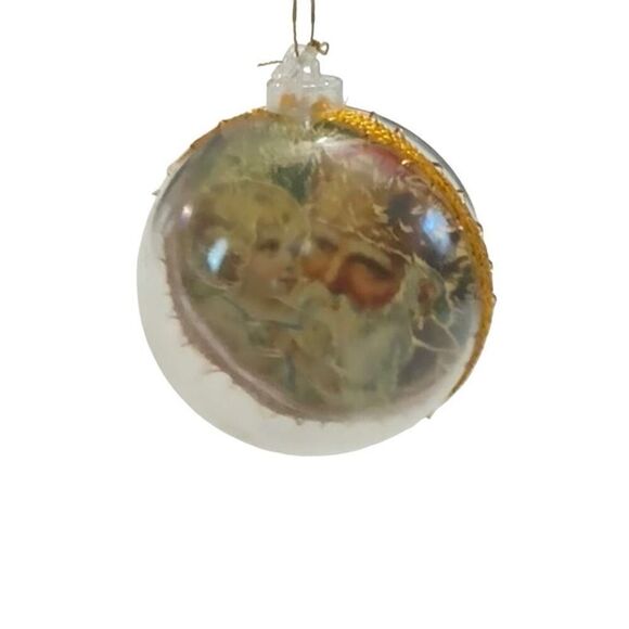 Vintage Christmas Ornament Santa Claus Double Sided Plastic Ball Retro Ornament - Picture 4 of 7